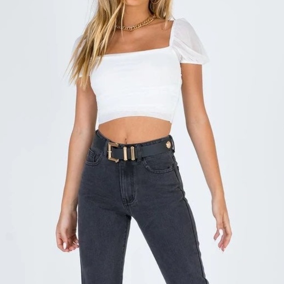 Princess Polly CITY LIGHTS CROP TOP White Size 4 New Without Tags - Picture 3 of 7